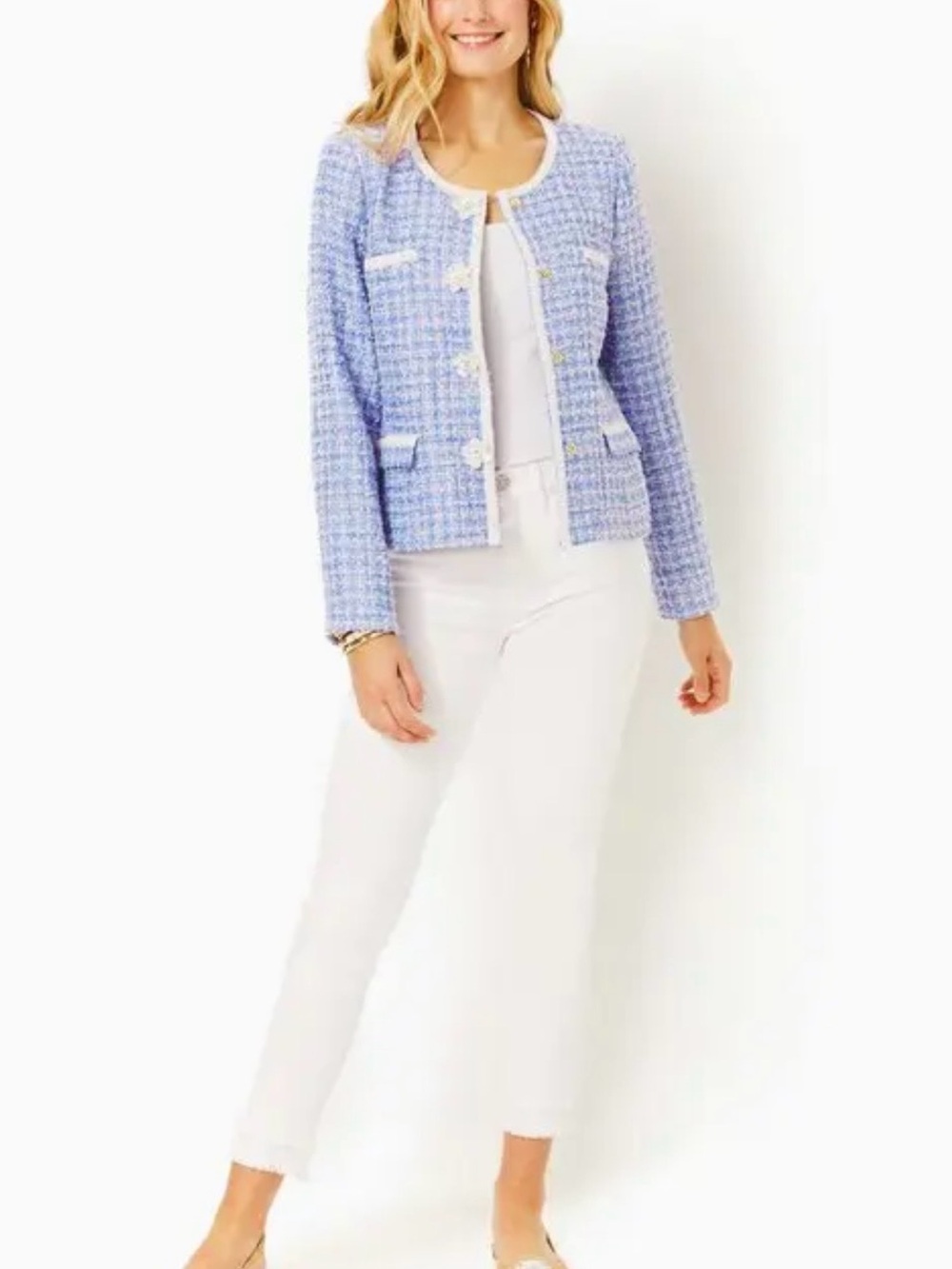 Lilly Pulitzer Jaden Jacket in Lark Lilac Swirl Boucle EUC - Picture 4 of 10